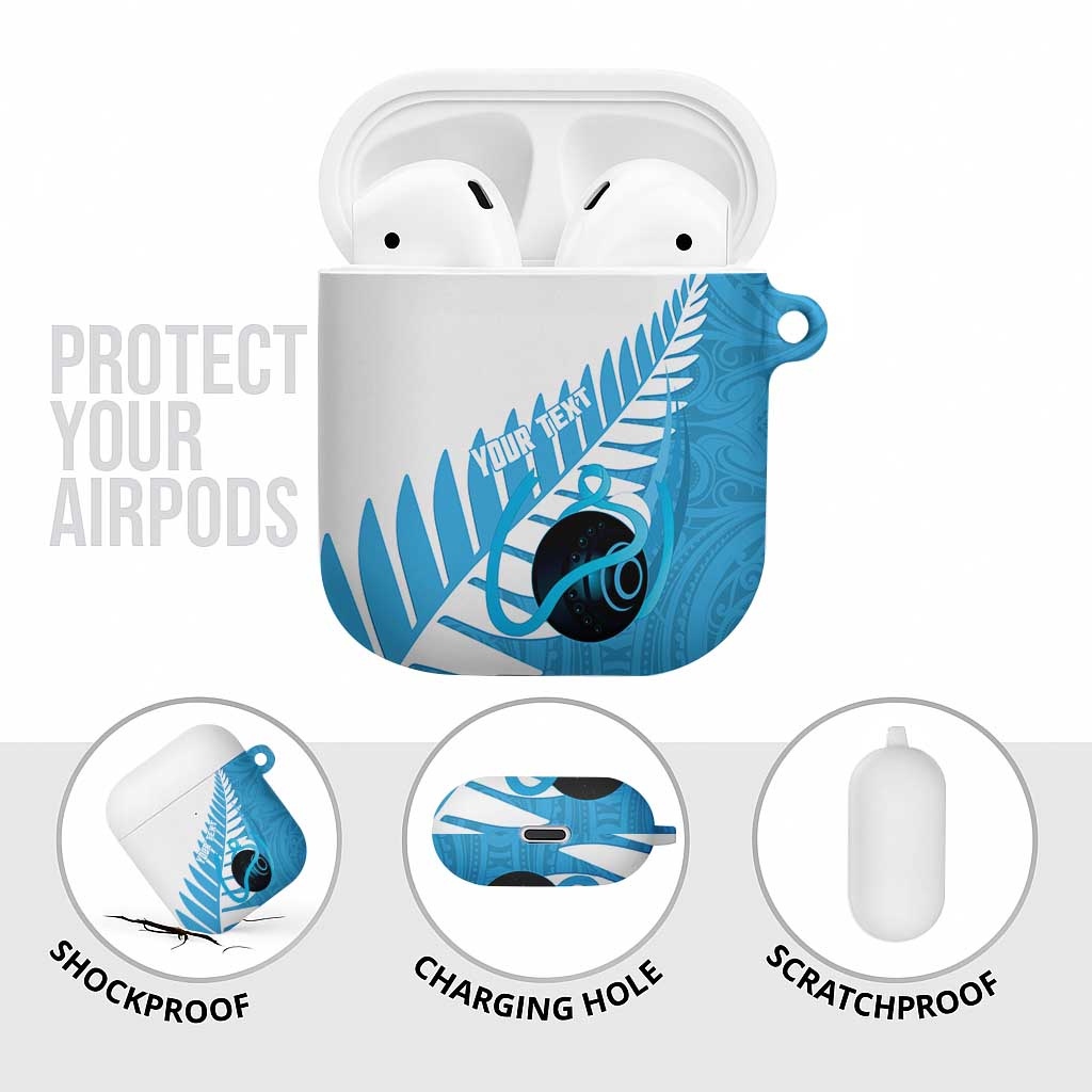 New Zealand Lawn Bowls Prostate Cancer Custom AirPods Case Aotearoa Maori Silver Fern Blue Ribbon - Aussie Hoodie