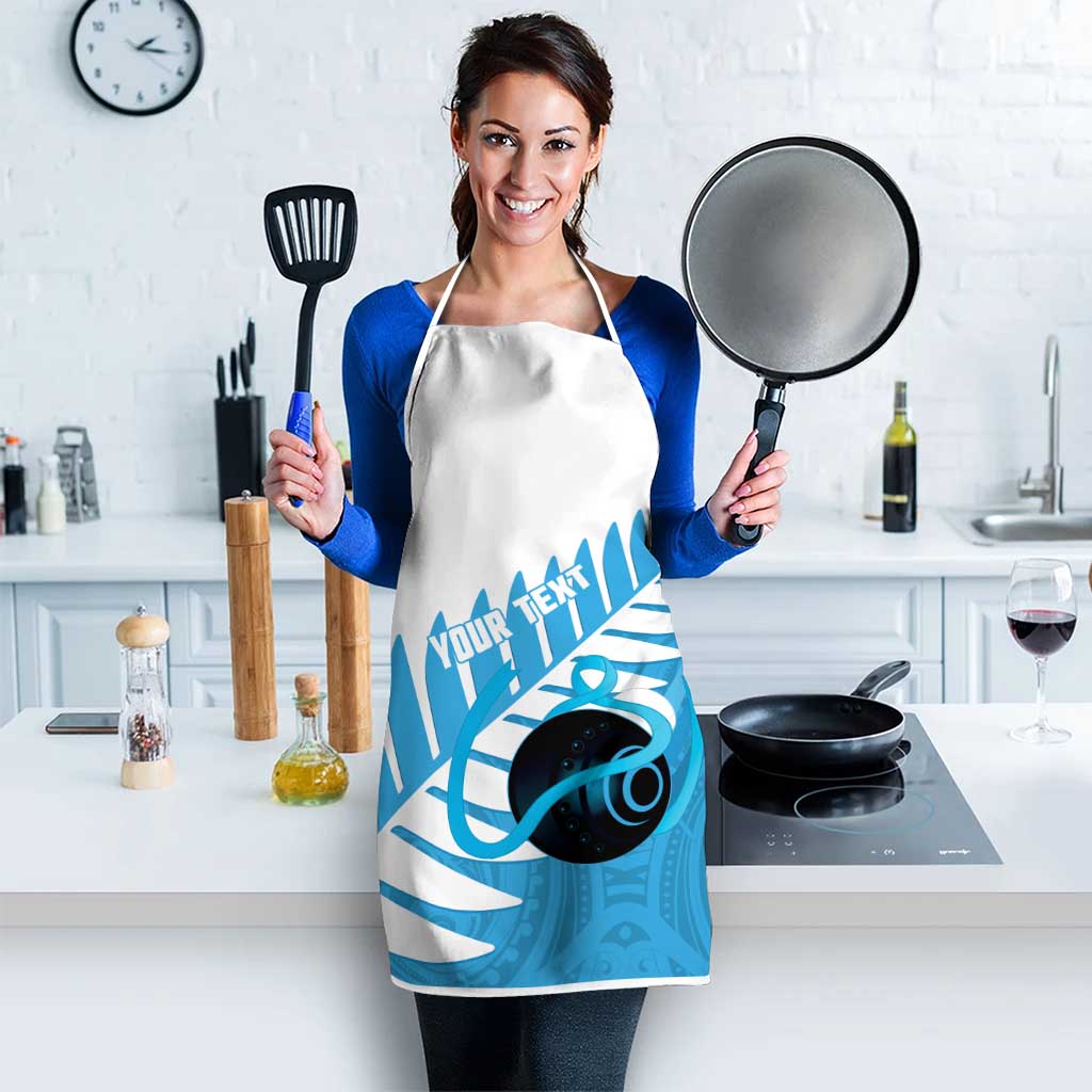 New Zealand Lawn Bowls Prostate Cancer Custom Apron Aotearoa Maori Silver Fern Blue Ribbon - Aussie Hoodie
