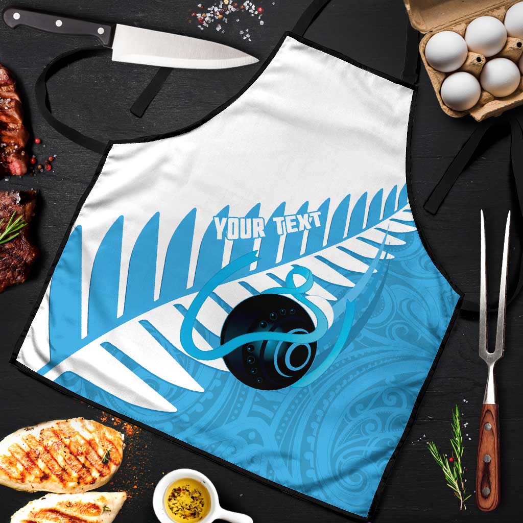 New Zealand Lawn Bowls Prostate Cancer Custom Apron Aotearoa Maori Silver Fern Blue Ribbon - Aussie Hoodie
