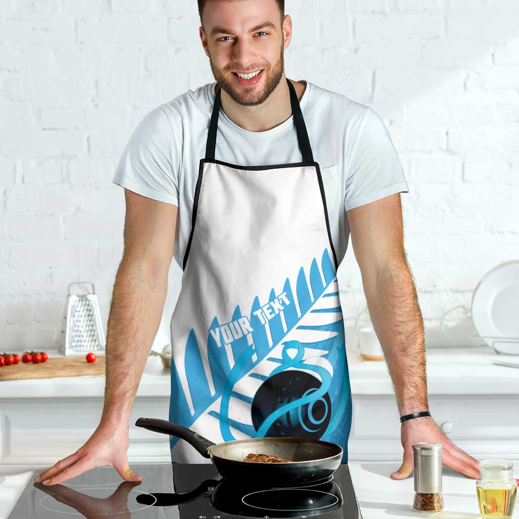 New Zealand Lawn Bowls Prostate Cancer Custom Apron Aotearoa Maori Silver Fern Blue Ribbon - Aussie Hoodie