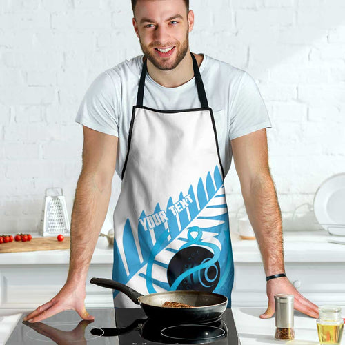 New Zealand Lawn Bowls Prostate Cancer Custom Apron Aotearoa Maori Silver Fern Blue Ribbon - Aussie Hoodie