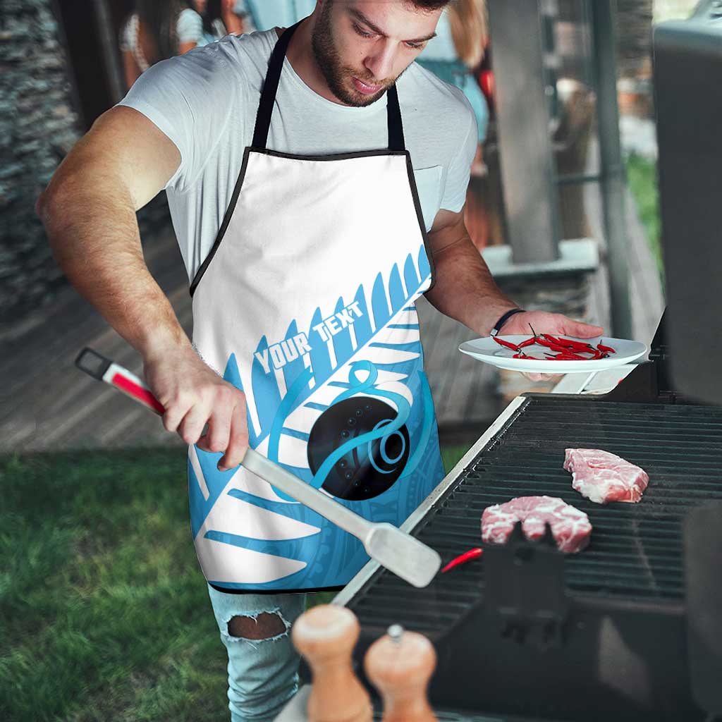 New Zealand Lawn Bowls Prostate Cancer Custom Apron Aotearoa Maori Silver Fern Blue Ribbon - Aussie Hoodie