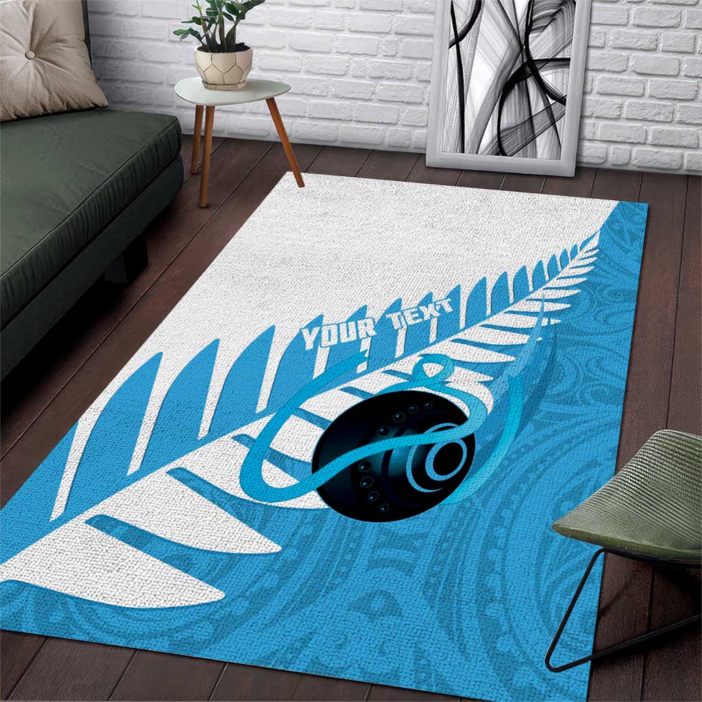 New Zealand Lawn Bowls Prostate Cancer Custom Area Rug Aotearoa Maori Silver Fern Blue Ribbon - Aussie Hoodie