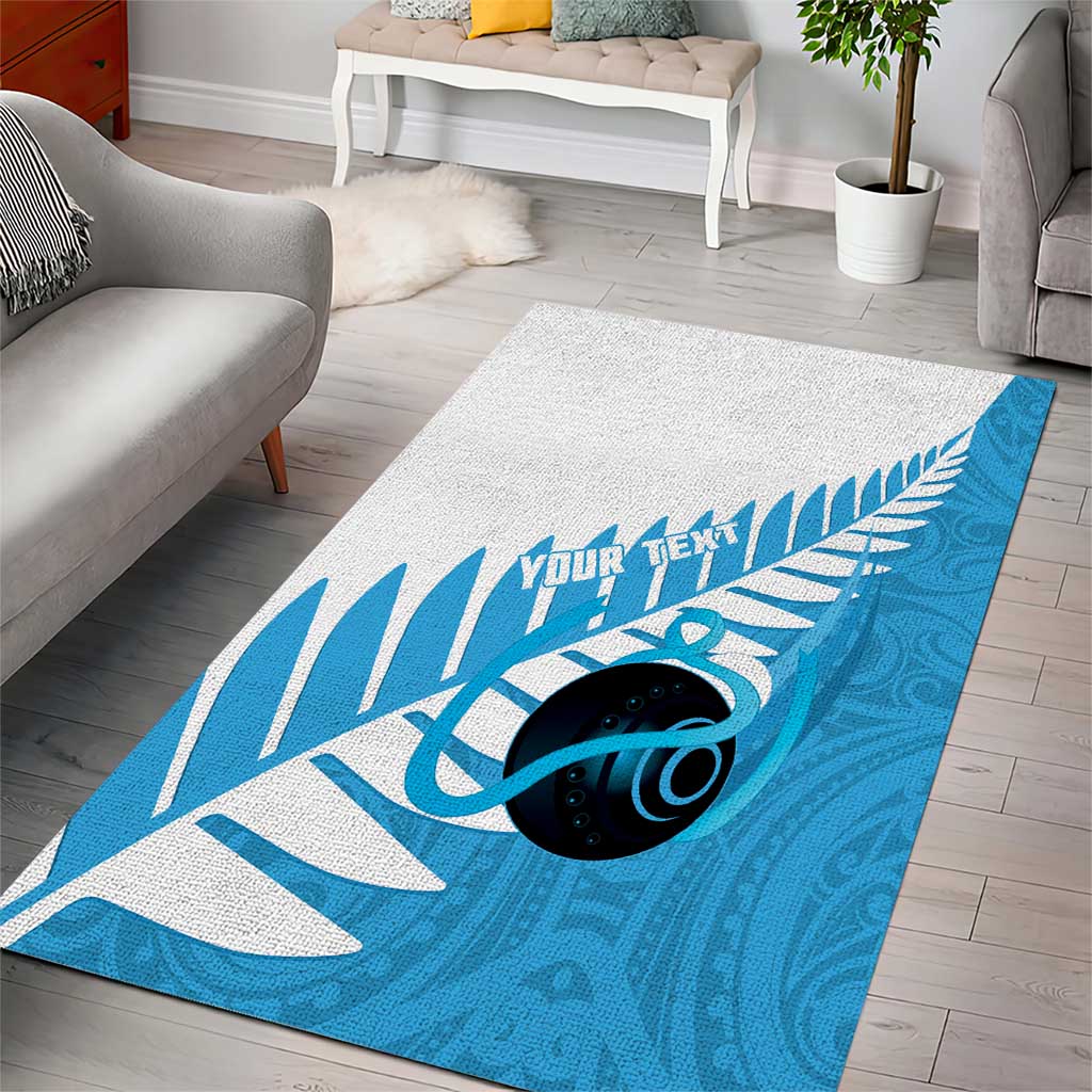 New Zealand Lawn Bowls Prostate Cancer Custom Area Rug Aotearoa Maori Silver Fern Blue Ribbon - Aussie Hoodie