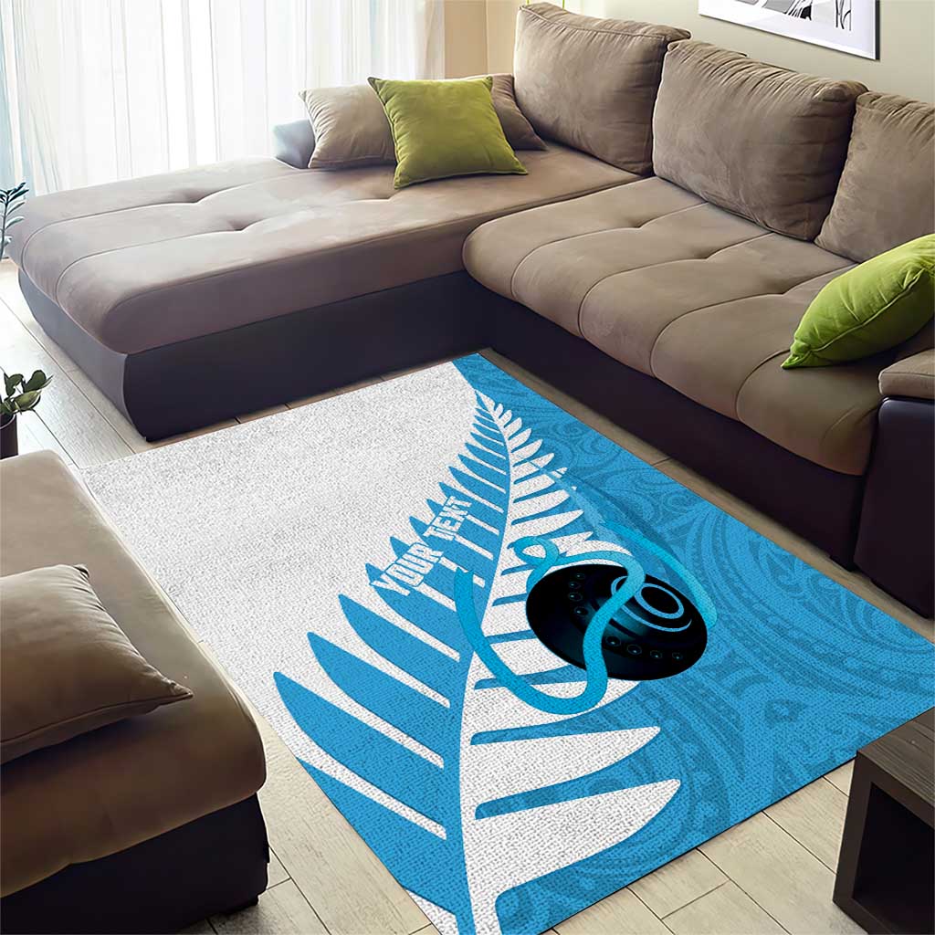 New Zealand Lawn Bowls Prostate Cancer Custom Area Rug Aotearoa Maori Silver Fern Blue Ribbon - Aussie Hoodie