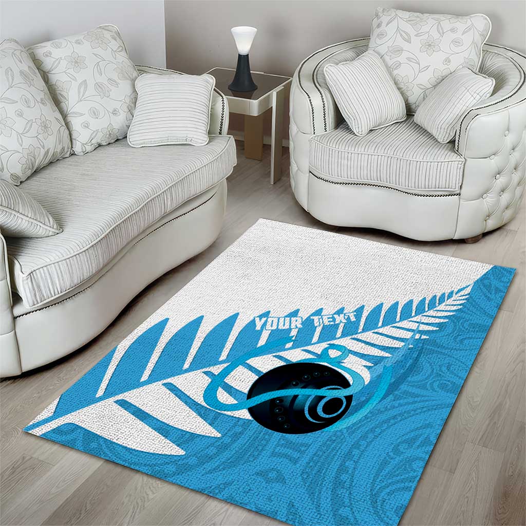 New Zealand Lawn Bowls Prostate Cancer Custom Area Rug Aotearoa Maori Silver Fern Blue Ribbon - Aussie Hoodie