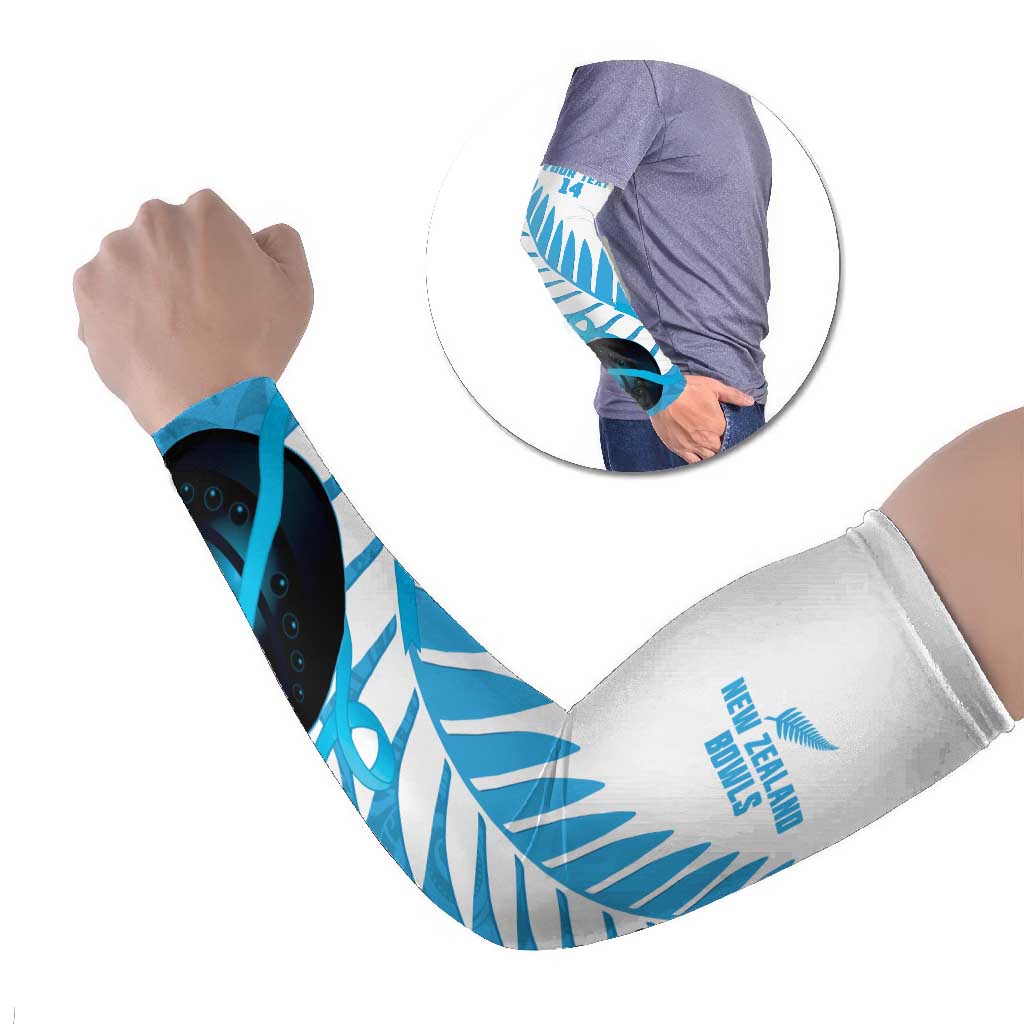 New Zealand Lawn Bowls Prostate Cancer Custom Arm Sleeves Aotearoa Maori Silver Fern Blue Ribbon - Aussie Hoodie
