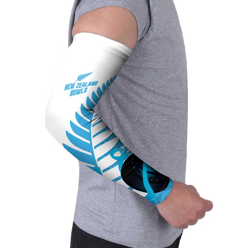 New Zealand Lawn Bowls Prostate Cancer Custom Arm Sleeves Aotearoa Maori Silver Fern Blue Ribbon - Aussie Hoodie