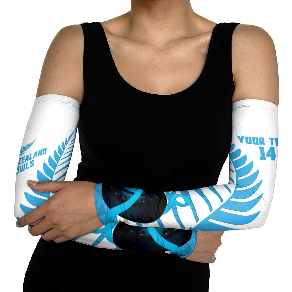 New Zealand Lawn Bowls Prostate Cancer Custom Arm Sleeves Aotearoa Maori Silver Fern Blue Ribbon - Aussie Hoodie