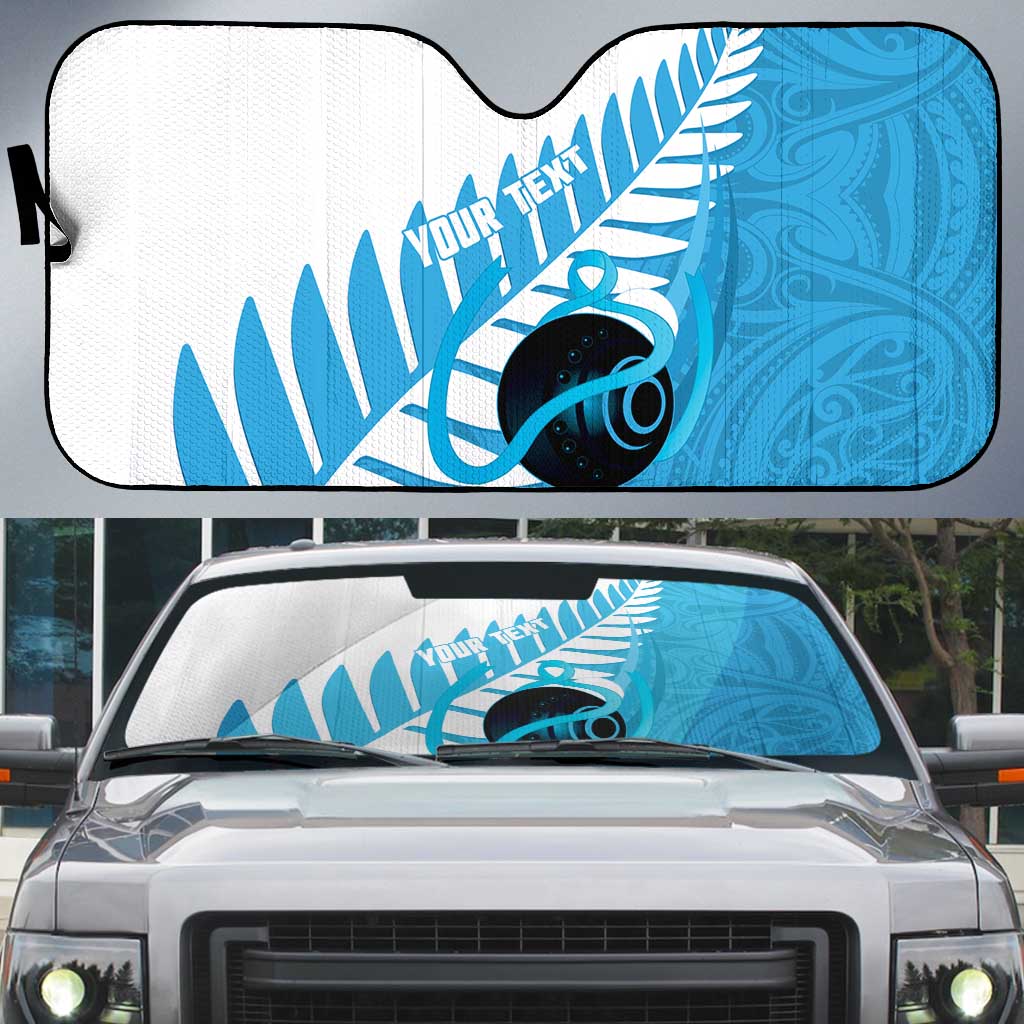 New Zealand Lawn Bowls Prostate Cancer Custom Auto Sun Shade Aotearoa Maori Silver Fern Blue Ribbon - Aussie Hoodie
