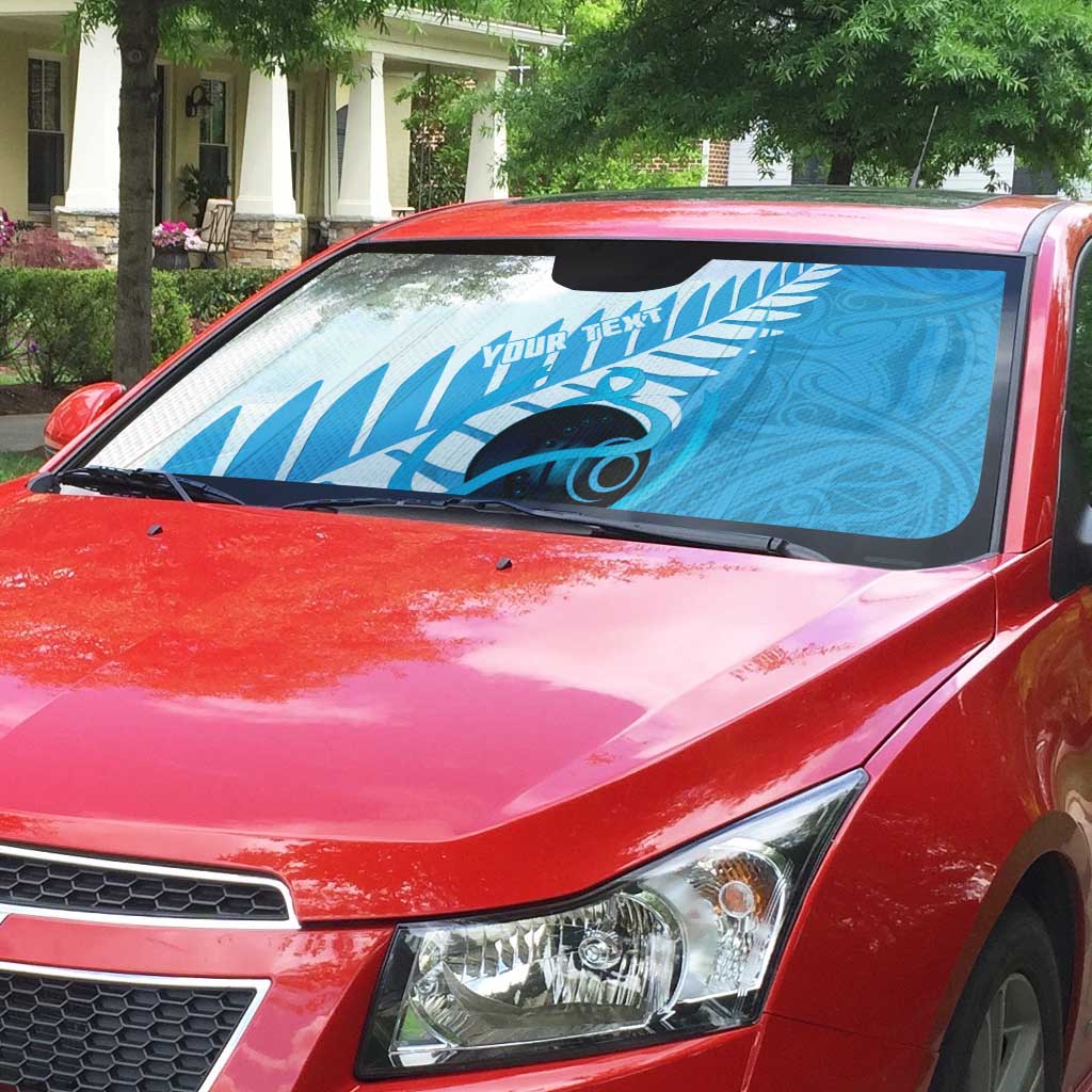 New Zealand Lawn Bowls Prostate Cancer Custom Auto Sun Shade Aotearoa Maori Silver Fern Blue Ribbon - Aussie Hoodie