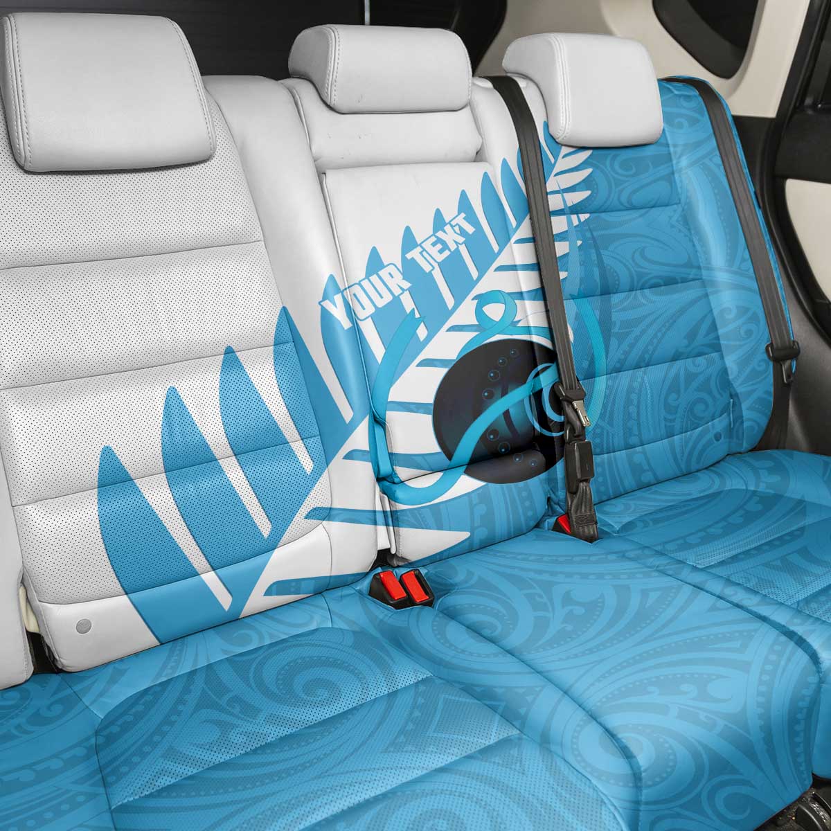 New Zealand Lawn Bowls Prostate Cancer Custom Back Car Seat Cover Aotearoa Maori Silver Fern Blue Ribbon - Aussie Hoodie