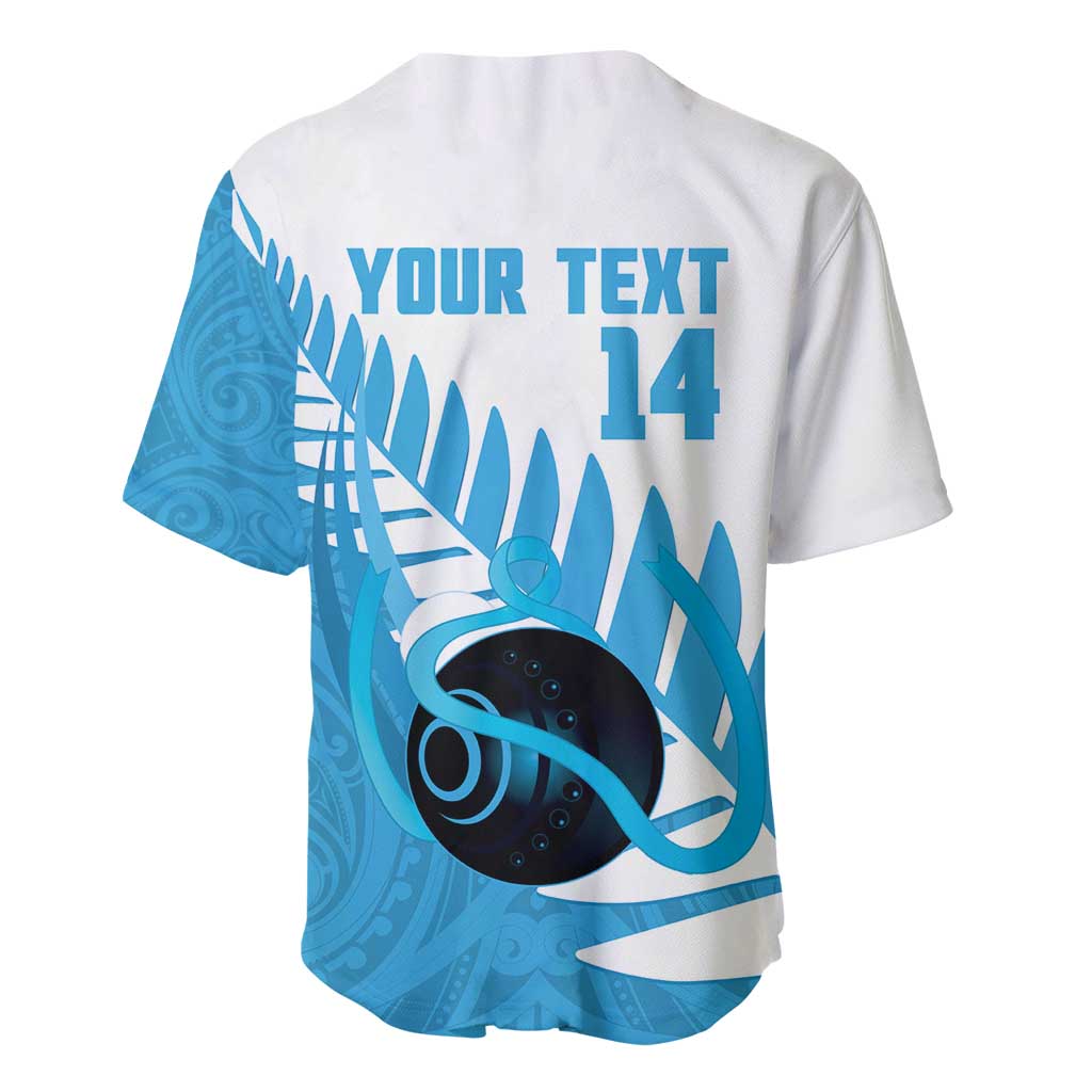 New Zealand Lawn Bowls Prostate Cancer Custom Baseball Jersey Aotearoa Maori Silver Fern Blue Ribbon - Aussie Hoodie