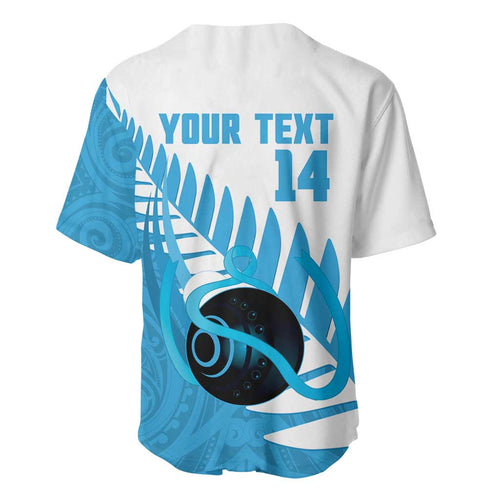 New Zealand Lawn Bowls Prostate Cancer Custom Baseball Jersey Aotearoa Maori Silver Fern Blue Ribbon - Aussie Hoodie