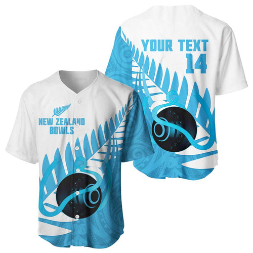 New Zealand Lawn Bowls Prostate Cancer Custom Baseball Jersey Aotearoa Maori Silver Fern Blue Ribbon - Aussie Hoodie