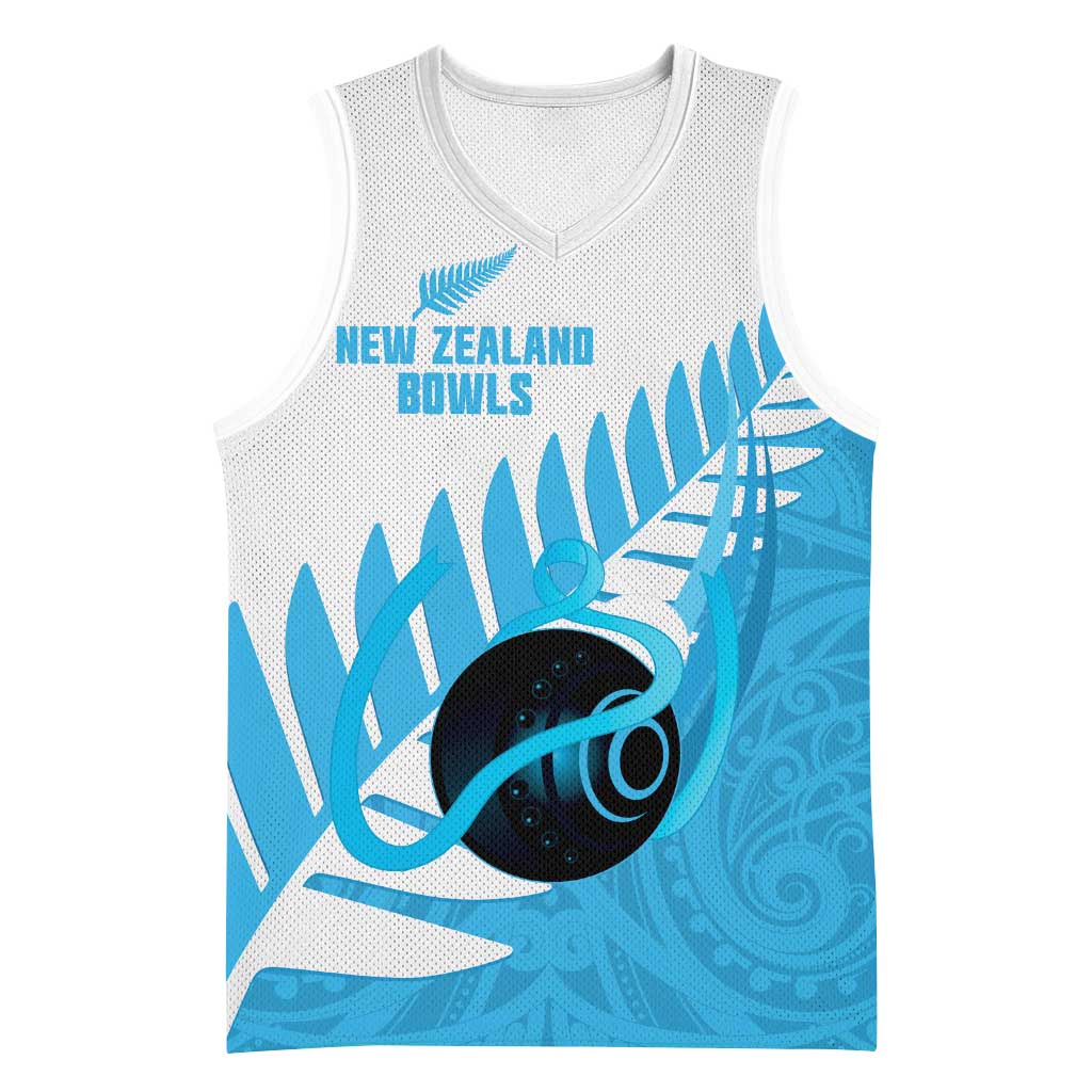 New Zealand Lawn Bowls Prostate Cancer Custom Basketball Jersey Aotearoa Maori Silver Fern Blue Ribbon - Aussie Hoodie