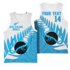 New Zealand Lawn Bowls Prostate Cancer Custom Basketball Jersey Aotearoa Maori Silver Fern Blue Ribbon - Aussie Hoodie