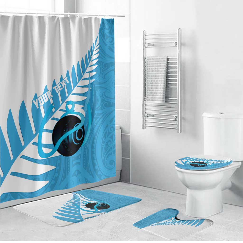 New Zealand Lawn Bowls Prostate Cancer Custom Bathroom Set Aotearoa Maori Silver Fern Blue Ribbon - Aussie Hoodie