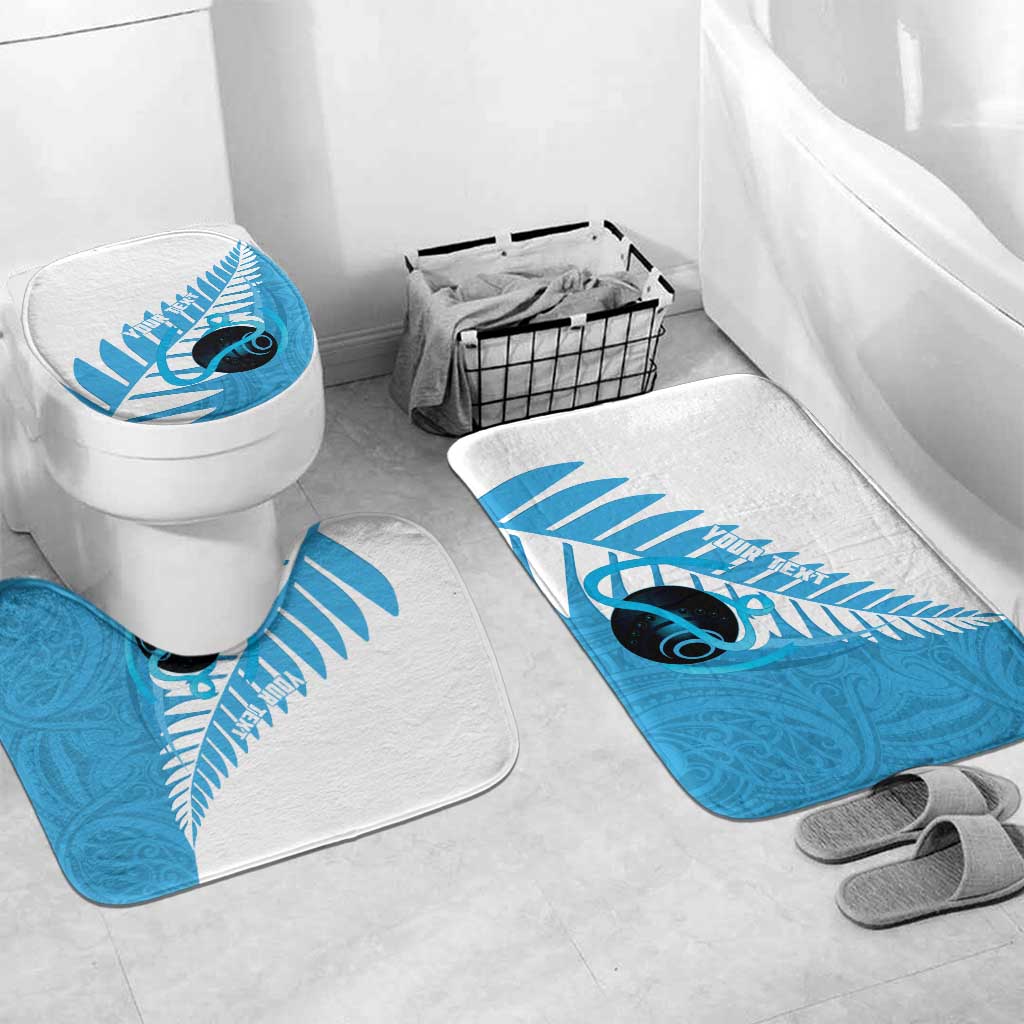 New Zealand Lawn Bowls Prostate Cancer Custom Bathroom Set Aotearoa Maori Silver Fern Blue Ribbon - Aussie Hoodie