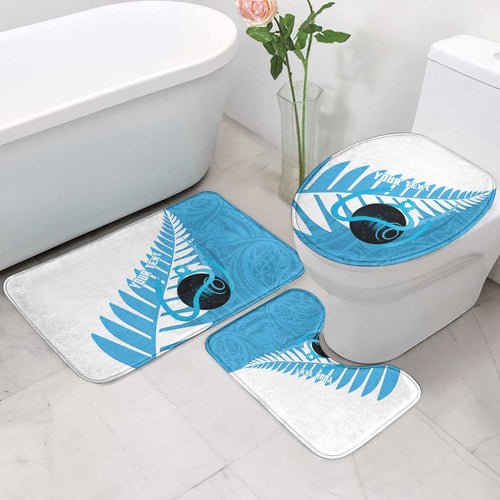 New Zealand Lawn Bowls Prostate Cancer Custom Bathroom Set Aotearoa Maori Silver Fern Blue Ribbon - Aussie Hoodie
