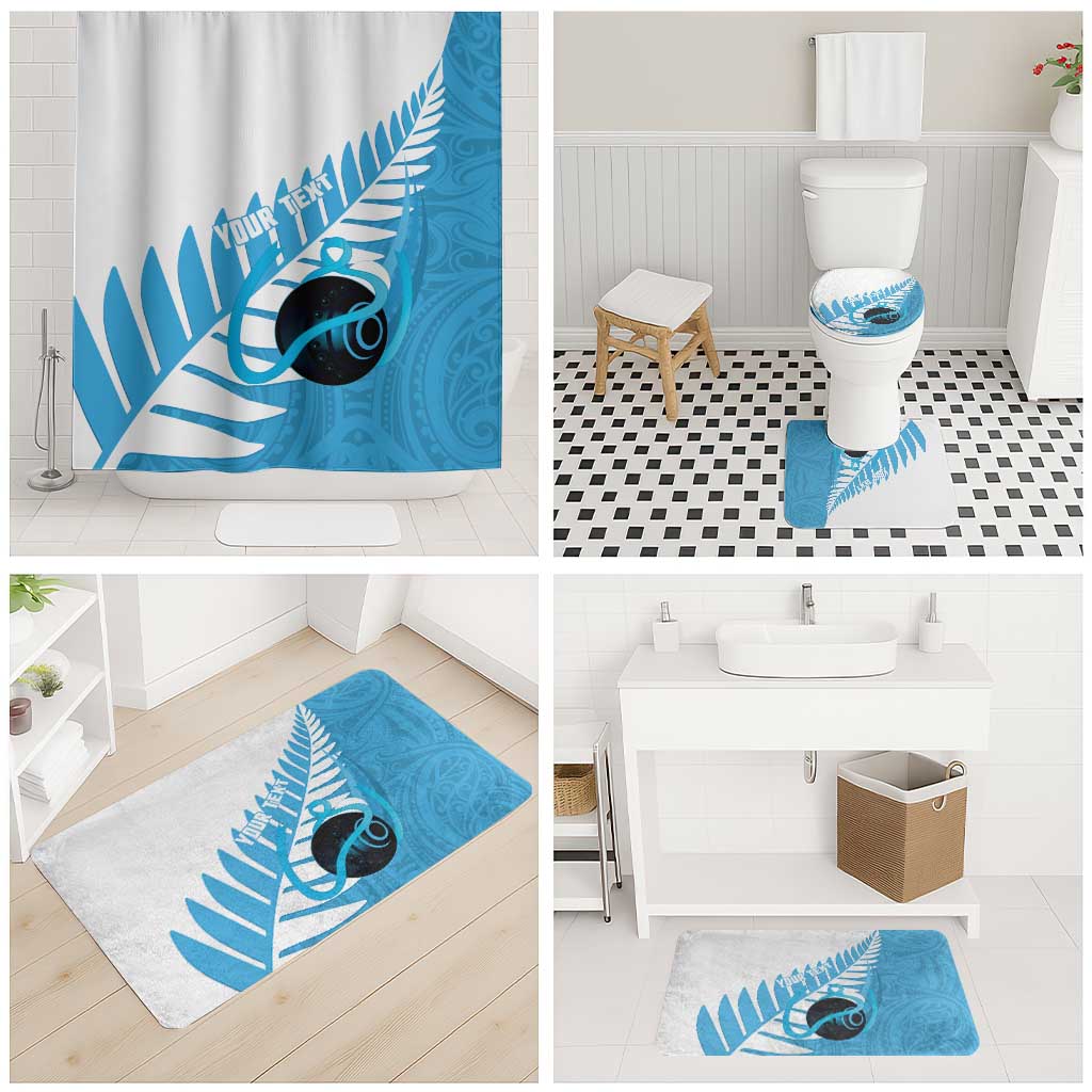 New Zealand Lawn Bowls Prostate Cancer Custom Bathroom Set Aotearoa Maori Silver Fern Blue Ribbon - Aussie Hoodie