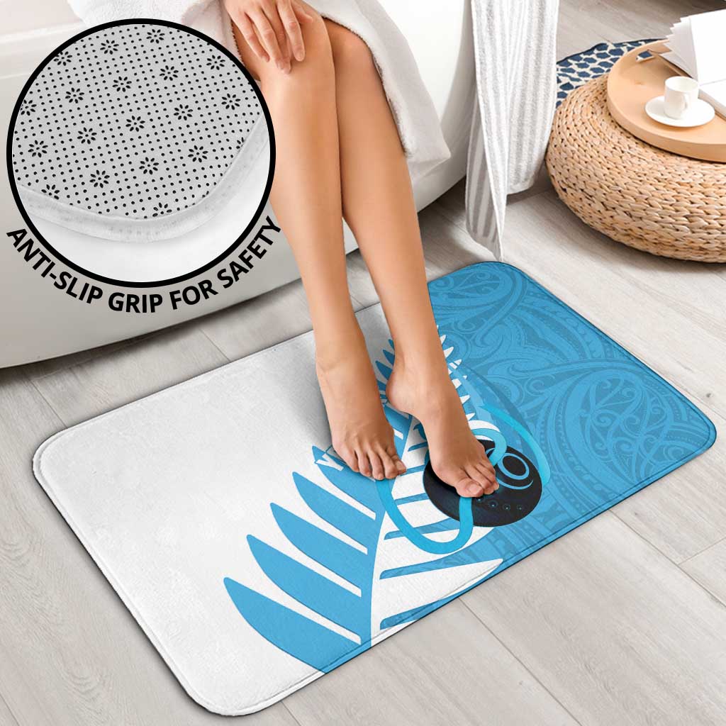 New Zealand Lawn Bowls Prostate Cancer Custom Bathroom Set Aotearoa Maori Silver Fern Blue Ribbon - Aussie Hoodie