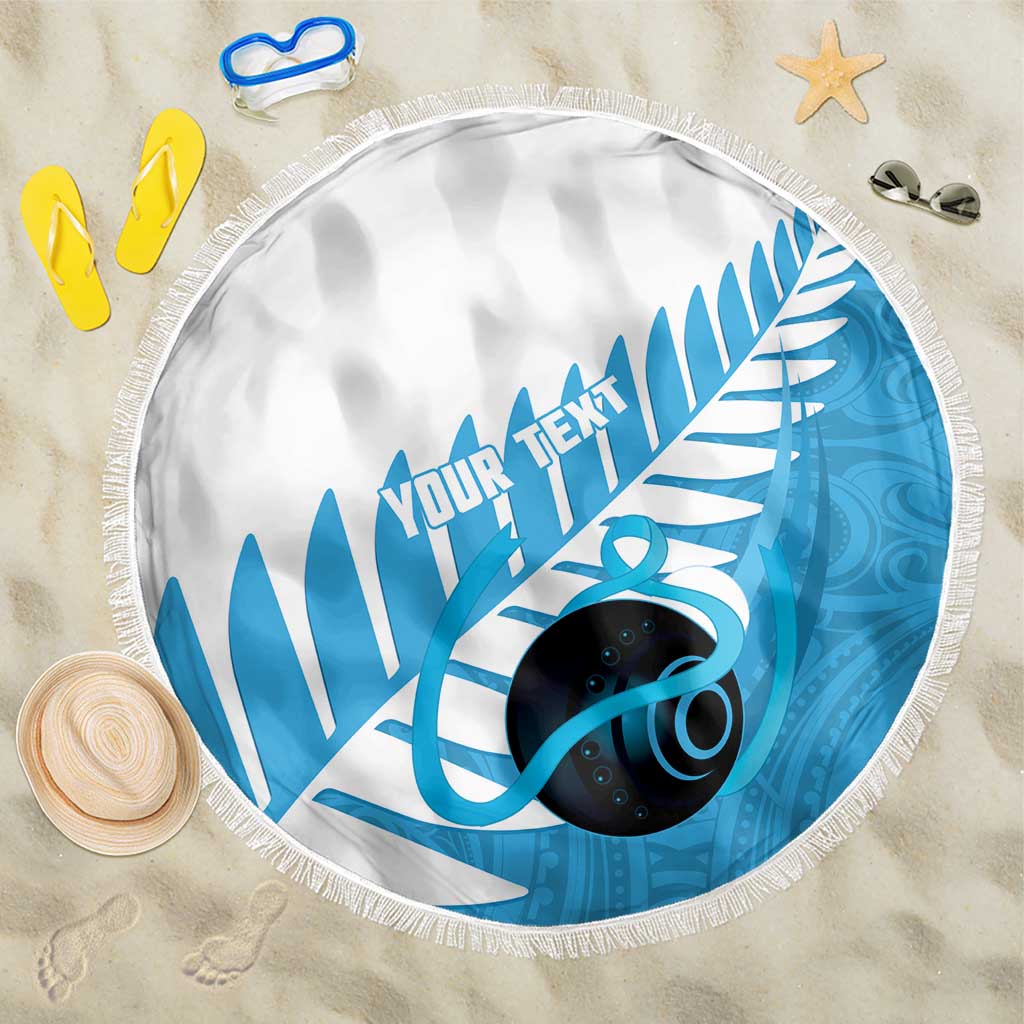 New Zealand Lawn Bowls Prostate Cancer Custom Beach Blanket Aotearoa Maori Silver Fern Blue Ribbon - Aussie Hoodie