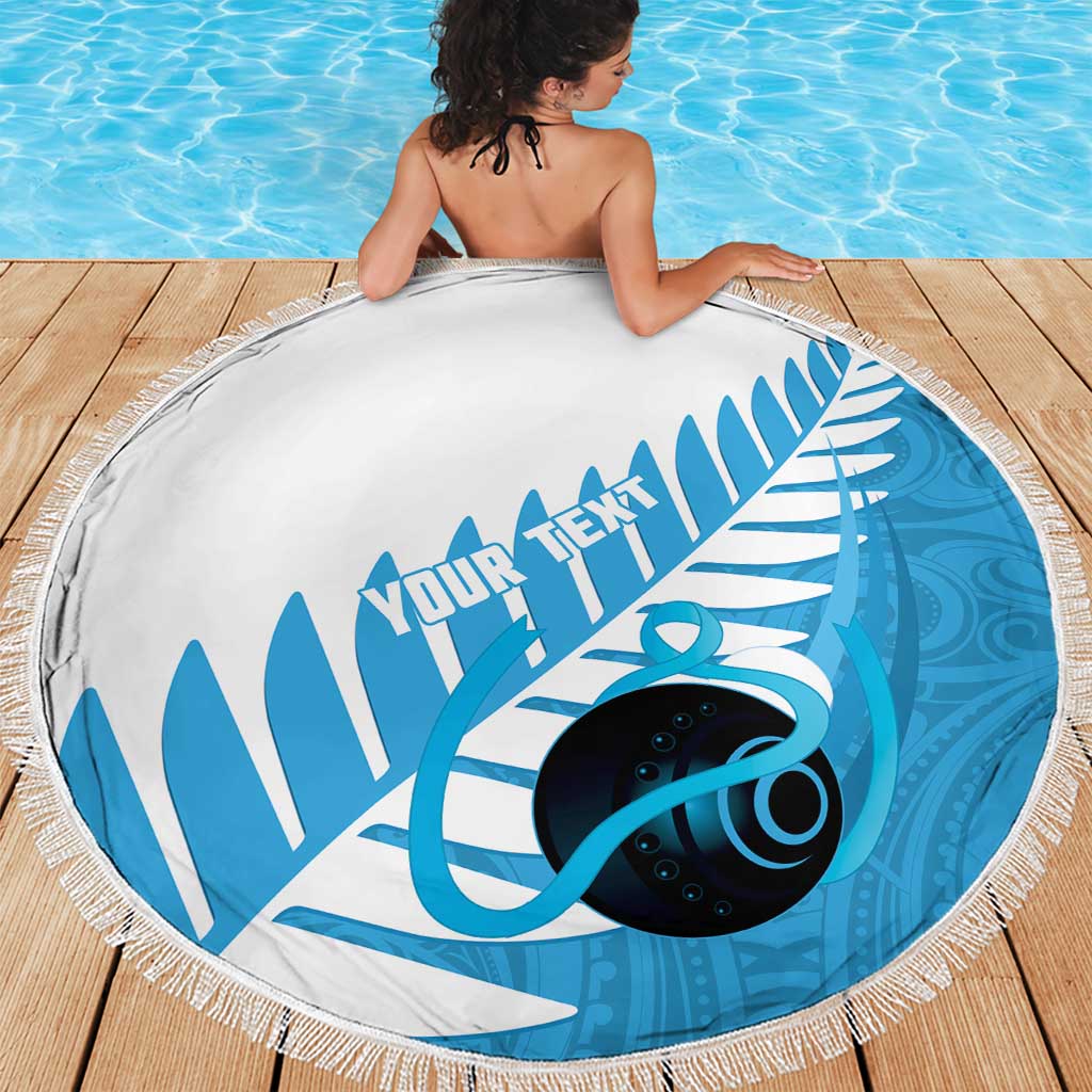 New Zealand Lawn Bowls Prostate Cancer Custom Beach Blanket Aotearoa Maori Silver Fern Blue Ribbon - Aussie Hoodie