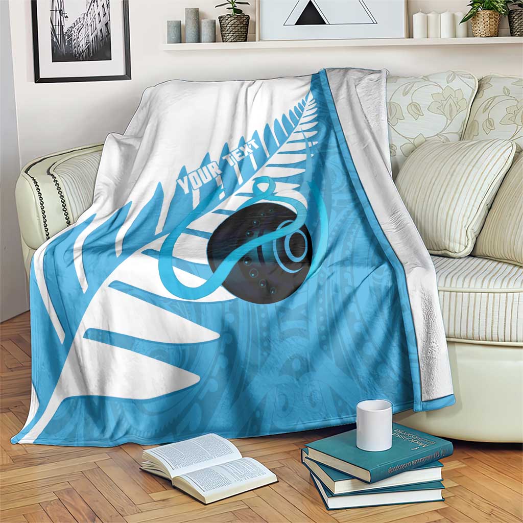 New Zealand Lawn Bowls Prostate Cancer Custom Blanket Aotearoa Maori Silver Fern Blue Ribbon - Aussie Hoodie