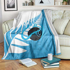 New Zealand Lawn Bowls Prostate Cancer Custom Blanket Aotearoa Maori Silver Fern Blue Ribbon - Aussie Hoodie