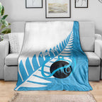 New Zealand Lawn Bowls Prostate Cancer Custom Blanket Aotearoa Maori Silver Fern Blue Ribbon - Aussie Hoodie