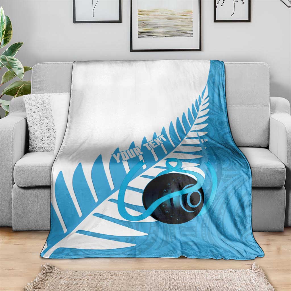 New Zealand Lawn Bowls Prostate Cancer Custom Blanket Aotearoa Maori Silver Fern Blue Ribbon - Aussie Hoodie