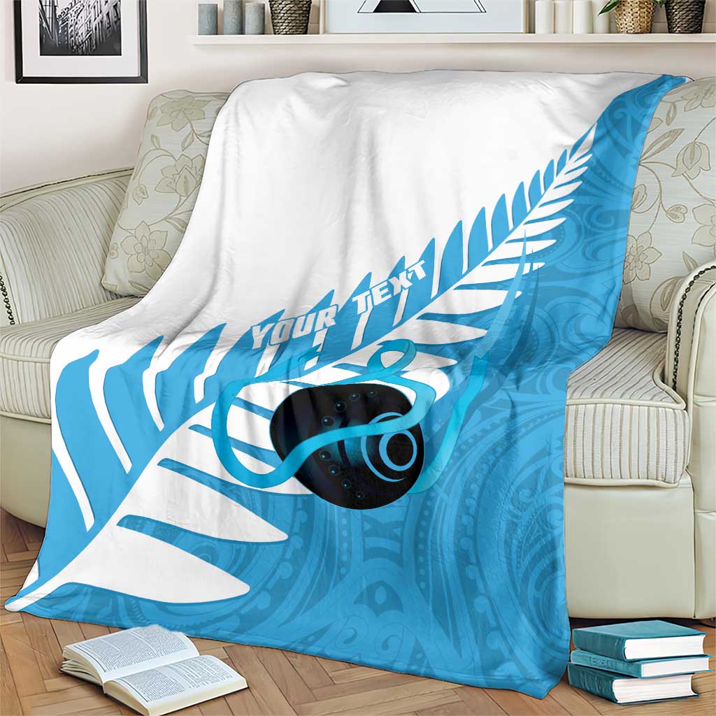 New Zealand Lawn Bowls Prostate Cancer Custom Blanket Aotearoa Maori Silver Fern Blue Ribbon - Aussie Hoodie