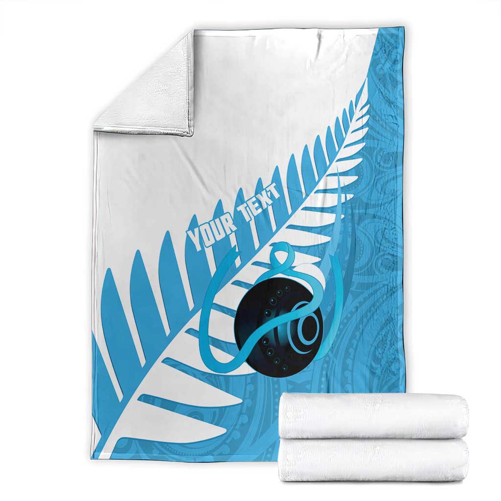 New Zealand Lawn Bowls Prostate Cancer Custom Blanket Aotearoa Maori Silver Fern Blue Ribbon - Aussie Hoodie