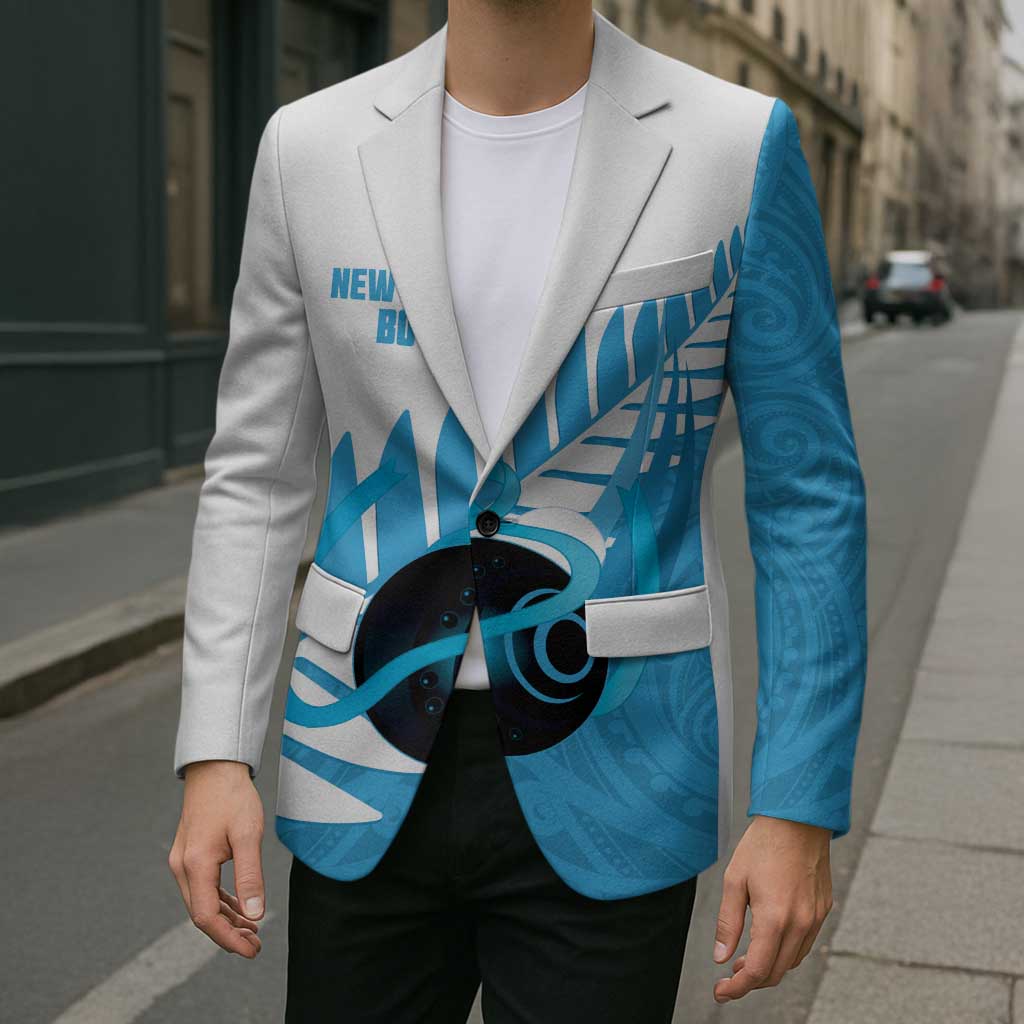 New Zealand Lawn Bowls Prostate Cancer Custom Blazer Aotearoa Maori Silver Fern Blue Ribbon - Aussie Hoodie