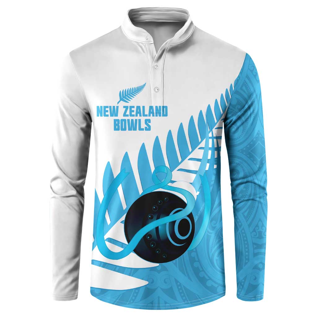 New Zealand Lawn Bowls Prostate Cancer Custom Button Sweatshirt Aotearoa Maori Silver Fern Blue Ribbon - Aussie Hoodie