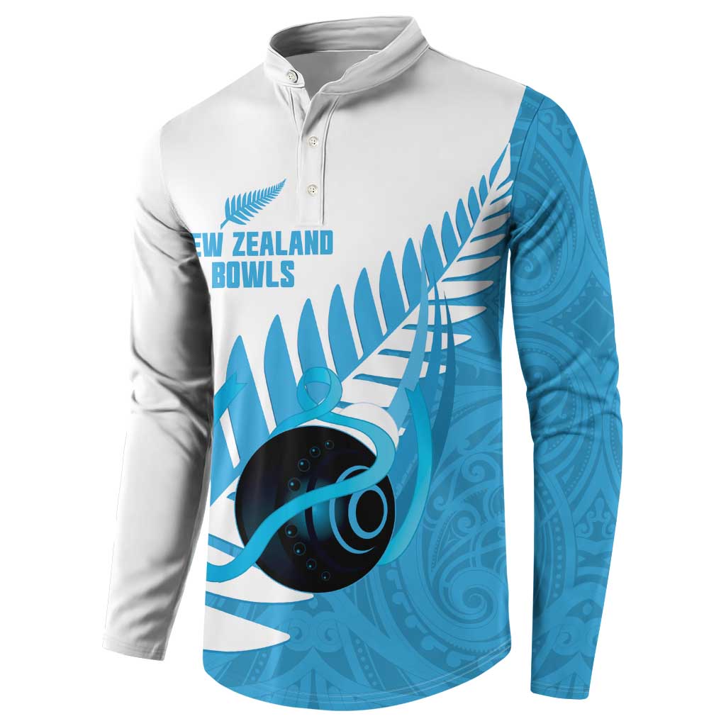 New Zealand Lawn Bowls Prostate Cancer Custom Button Sweatshirt Aotearoa Maori Silver Fern Blue Ribbon - Aussie Hoodie