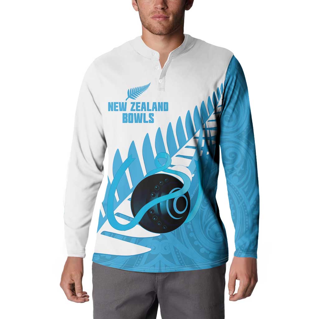 New Zealand Lawn Bowls Prostate Cancer Custom Button Sweatshirt Aotearoa Maori Silver Fern Blue Ribbon - Aussie Hoodie