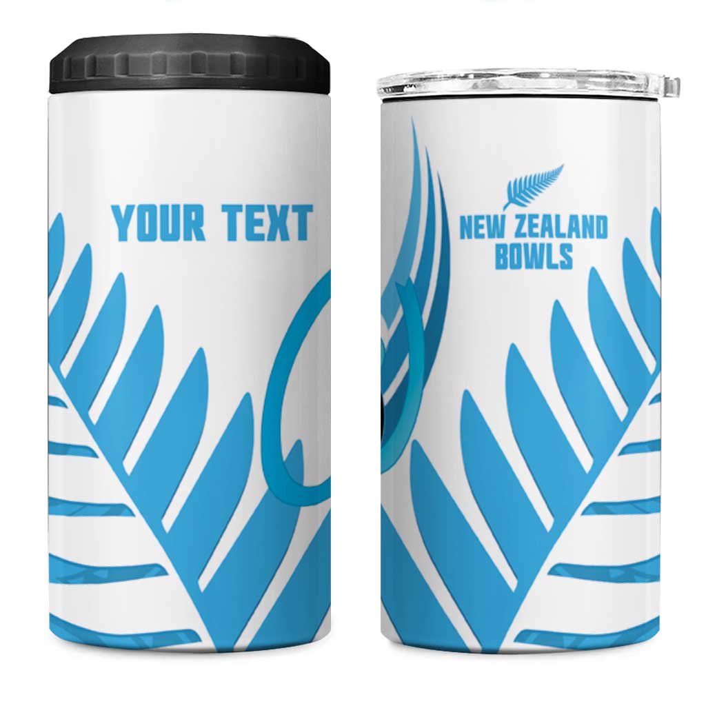 New Zealand Lawn Bowls Prostate Cancer Custom 4 in 1 Can Cooler Tumbler Aotearoa Maori Silver Fern Blue Ribbon - Aussie Hoodie