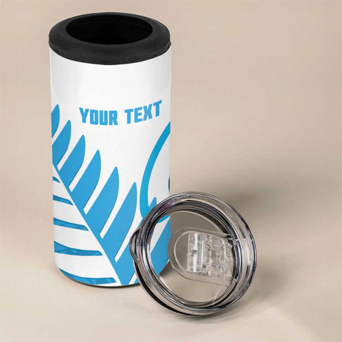 New Zealand Lawn Bowls Prostate Cancer Custom 4 in 1 Can Cooler Tumbler Aotearoa Maori Silver Fern Blue Ribbon - Aussie Hoodie