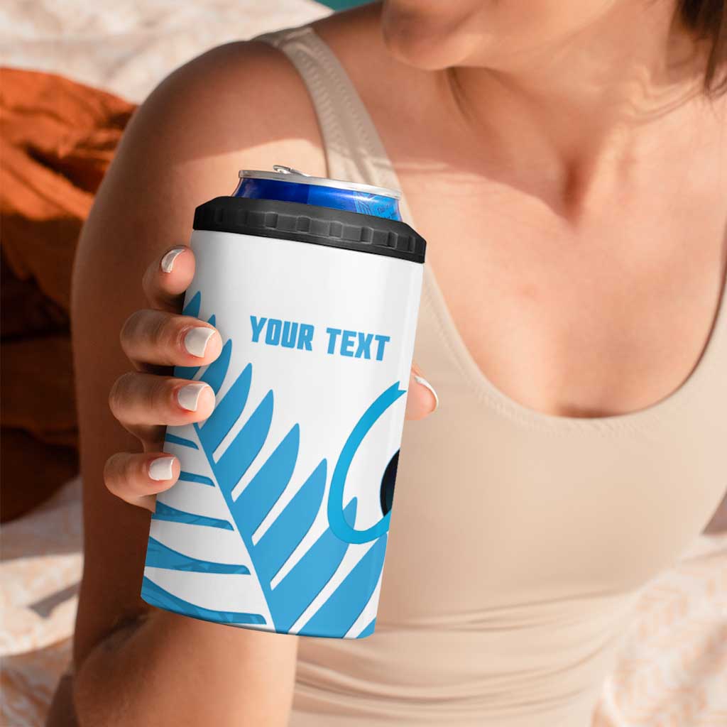 New Zealand Lawn Bowls Prostate Cancer Custom 4 in 1 Can Cooler Tumbler Aotearoa Maori Silver Fern Blue Ribbon - Aussie Hoodie