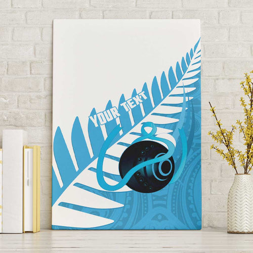 New Zealand Lawn Bowls Prostate Cancer Custom Canvas Wall Art Aotearoa Maori Silver Fern Blue Ribbon - Aussie Hoodie