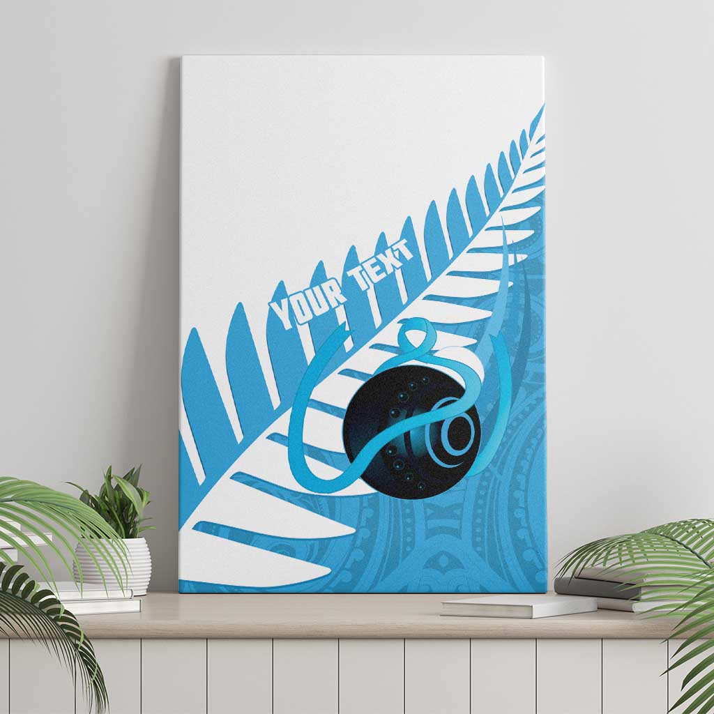 New Zealand Lawn Bowls Prostate Cancer Custom Canvas Wall Art Aotearoa Maori Silver Fern Blue Ribbon - Aussie Hoodie