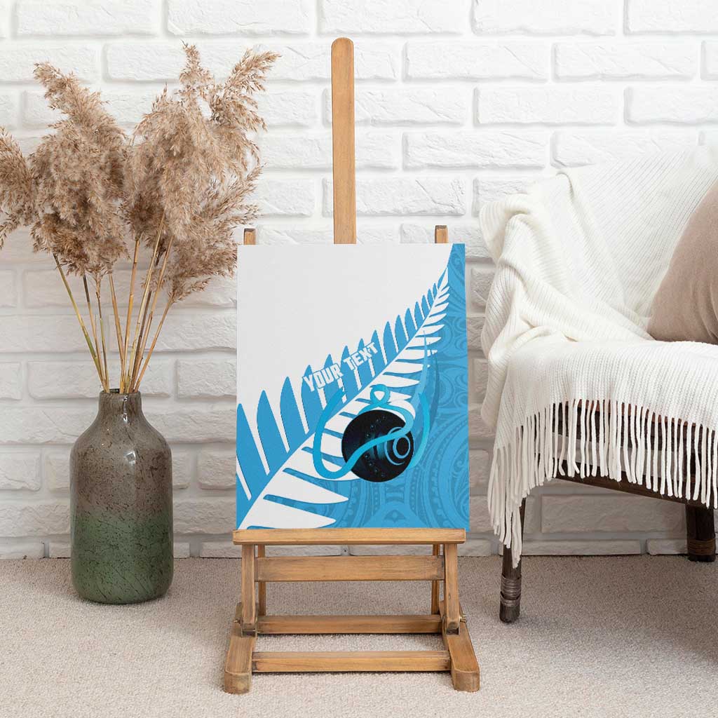 New Zealand Lawn Bowls Prostate Cancer Custom Canvas Wall Art Aotearoa Maori Silver Fern Blue Ribbon - Aussie Hoodie