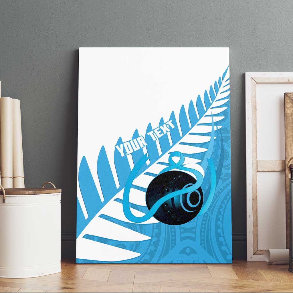 New Zealand Lawn Bowls Prostate Cancer Custom Canvas Wall Art Aotearoa Maori Silver Fern Blue Ribbon - Aussie Hoodie