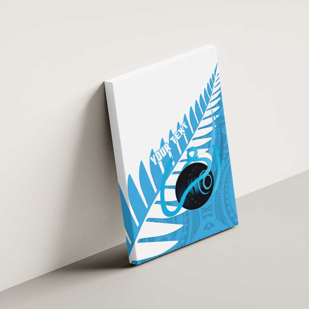 New Zealand Lawn Bowls Prostate Cancer Custom Canvas Wall Art Aotearoa Maori Silver Fern Blue Ribbon - Aussie Hoodie