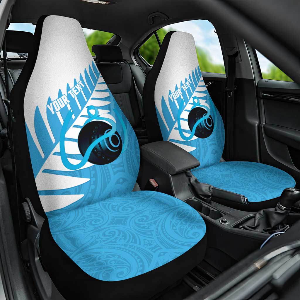 New Zealand Lawn Bowls Prostate Cancer Custom Car Seat Cover Aotearoa Maori Silver Fern Blue Ribbon - Aussie Hoodie