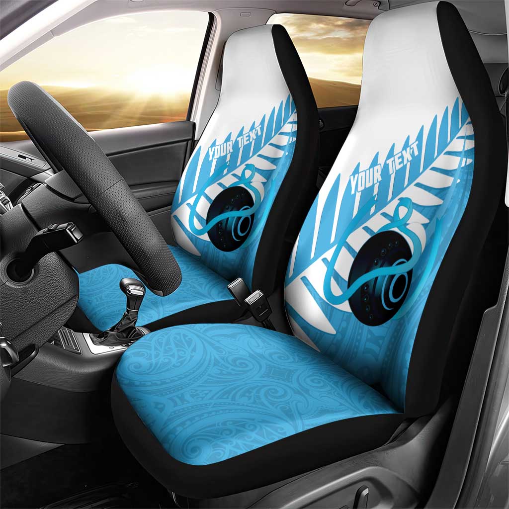 New Zealand Lawn Bowls Prostate Cancer Custom Car Seat Cover Aotearoa Maori Silver Fern Blue Ribbon - Aussie Hoodie