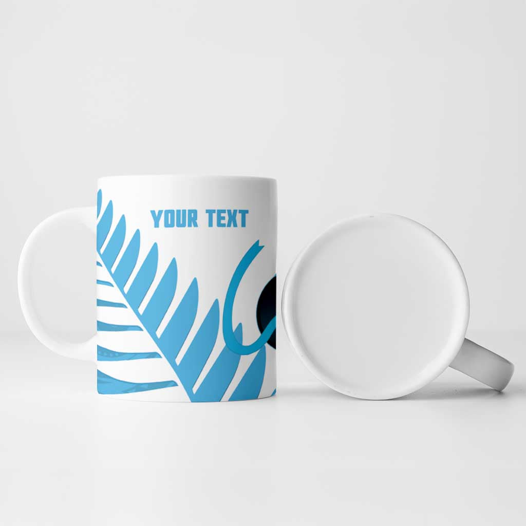 New Zealand Lawn Bowls Prostate Cancer Custom Ceramic Mug Aotearoa Maori Silver Fern Blue Ribbon - Aussie Hoodie