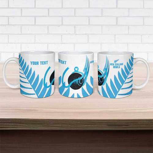 New Zealand Lawn Bowls Prostate Cancer Custom Ceramic Mug Aotearoa Maori Silver Fern Blue Ribbon - Aussie Hoodie